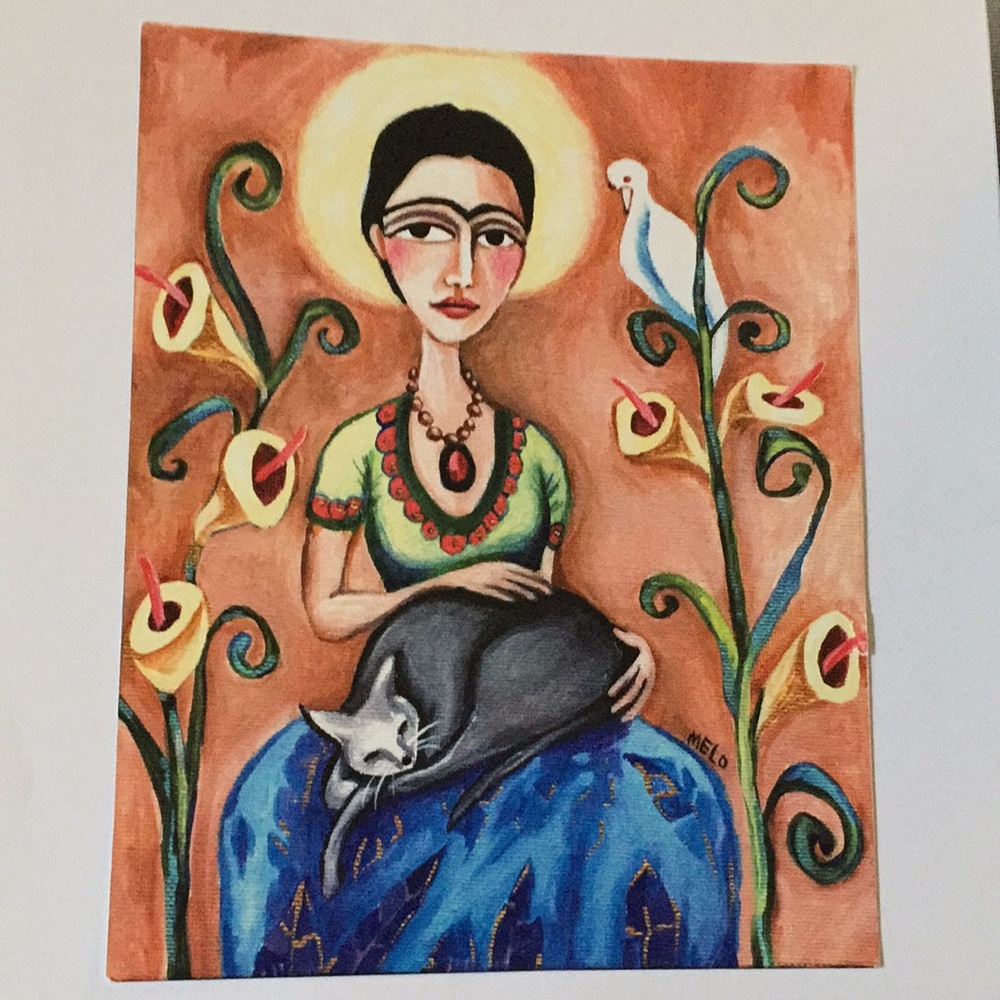 PRINT Frida Kahlo Bird and Cat